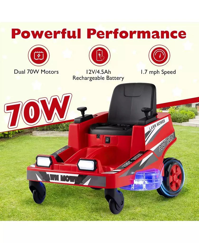 Mecale 12V Ride on Lawn Mower for Kids with Dual Control Sticks and LED Lights 8