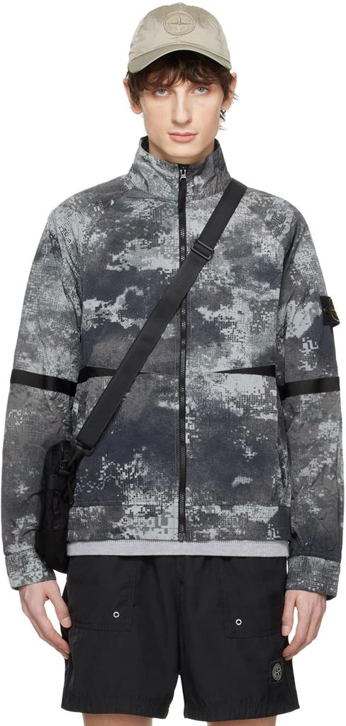 Stone Island Gray Dissolving Grid Camo Jacket 1