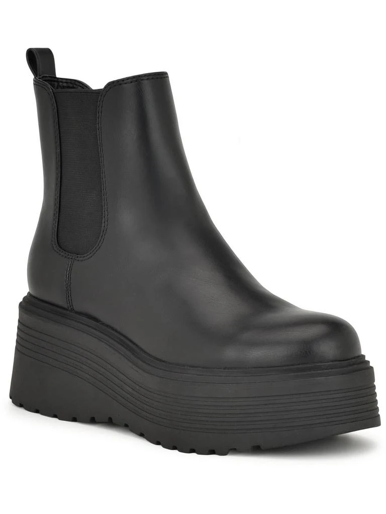 Nine West George 3 Womens Faux Leather Strech Ankle Boots 1