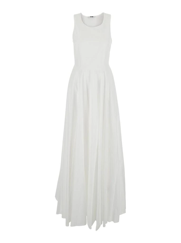 MAURO GRIFONI White Long Sleeveless Dress With Draped Details In Cotton Woman 1