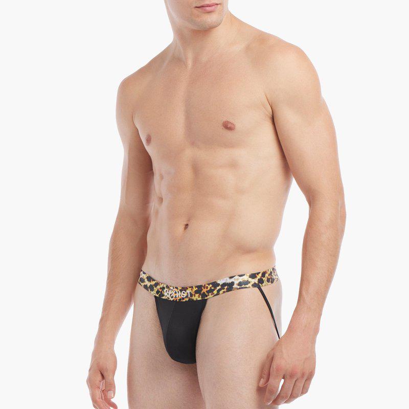 2(X)IST Sliq Jock Strap Black Beauty With Mixed Leopard