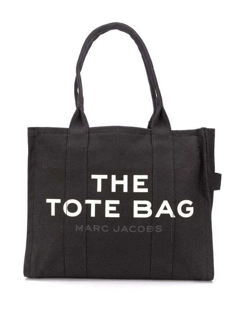 Marc Jacobs 'The Large Tote' Black Tote Bag With Contrasting Logo Print In Cotton Black Woman 1