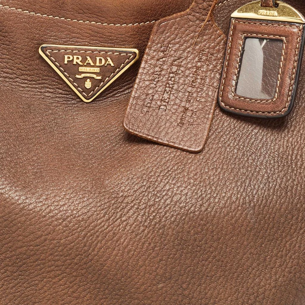 Prada Prada Brown Cervo Leather Side Zip Hobo 7