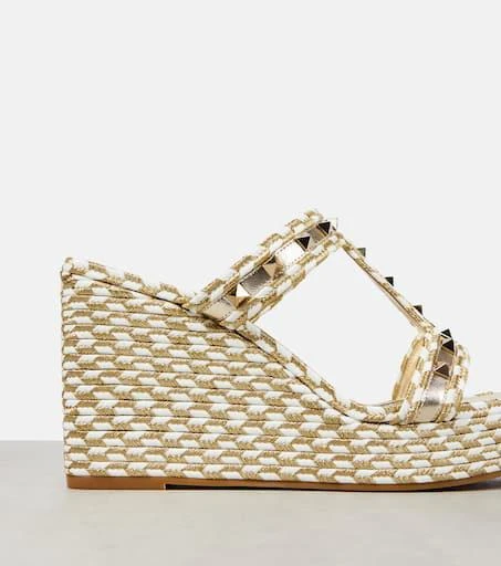 Valentino Rockstud woven wedge sandals 6