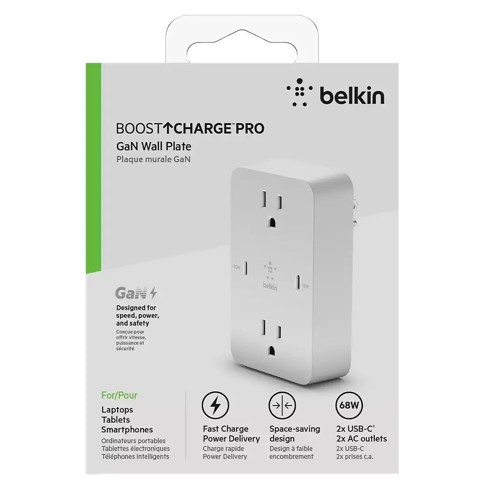 Belkin BoostCharge GaN USB-C Wall Plate 68W 7