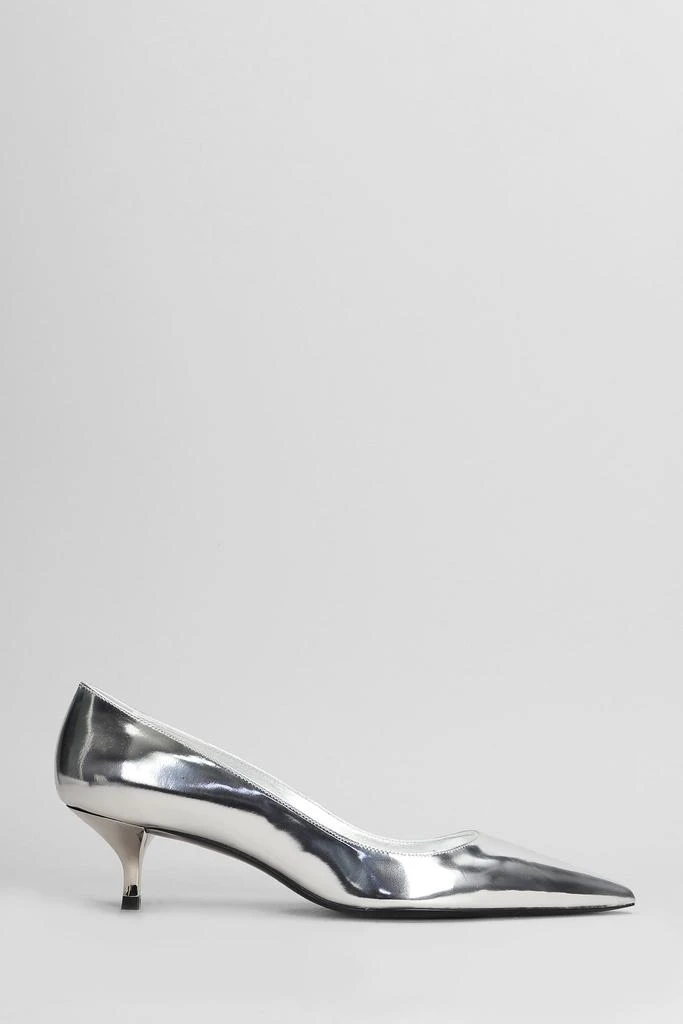 Stuart Weitzman Stuart Kitten Pumps In Silver Patent Leather 1