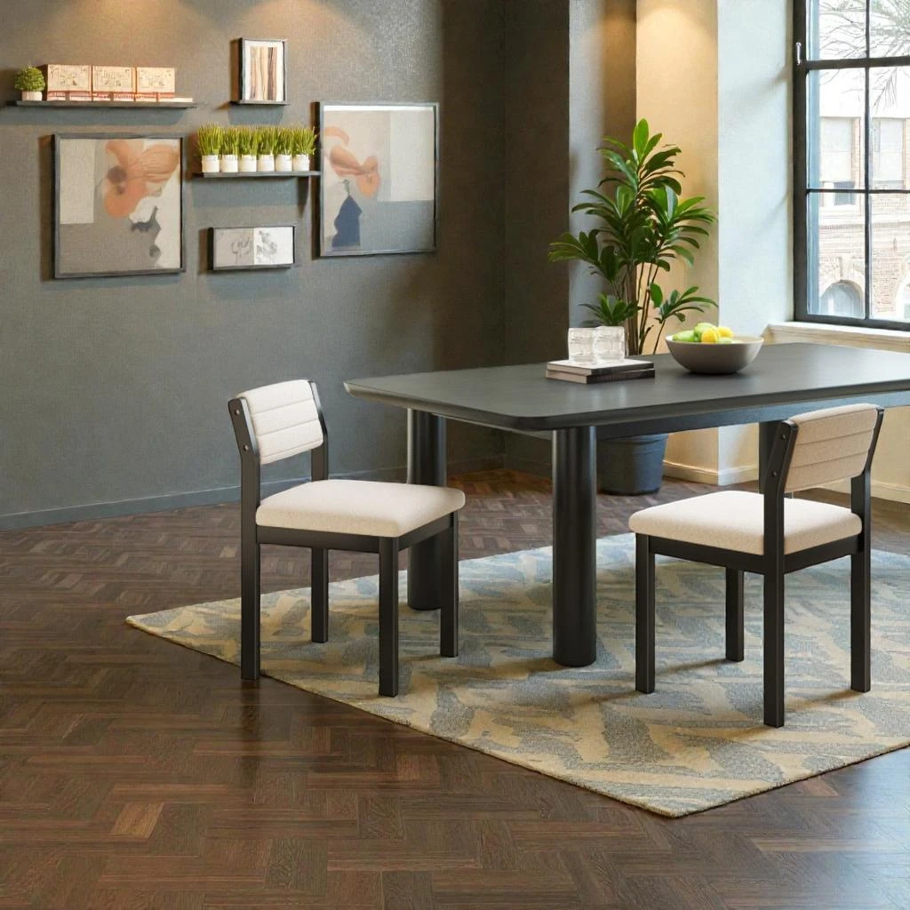 Hivvago Two-Piece Sherpa-Cushioned Chair Set with a Sturdy Wood Base - Set of 2