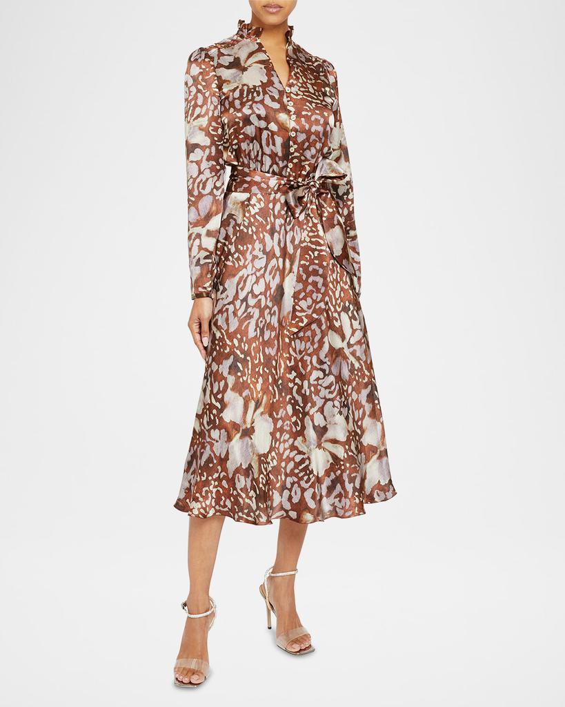 Santorelli Irina Abstract-Print Midi Shirtdress