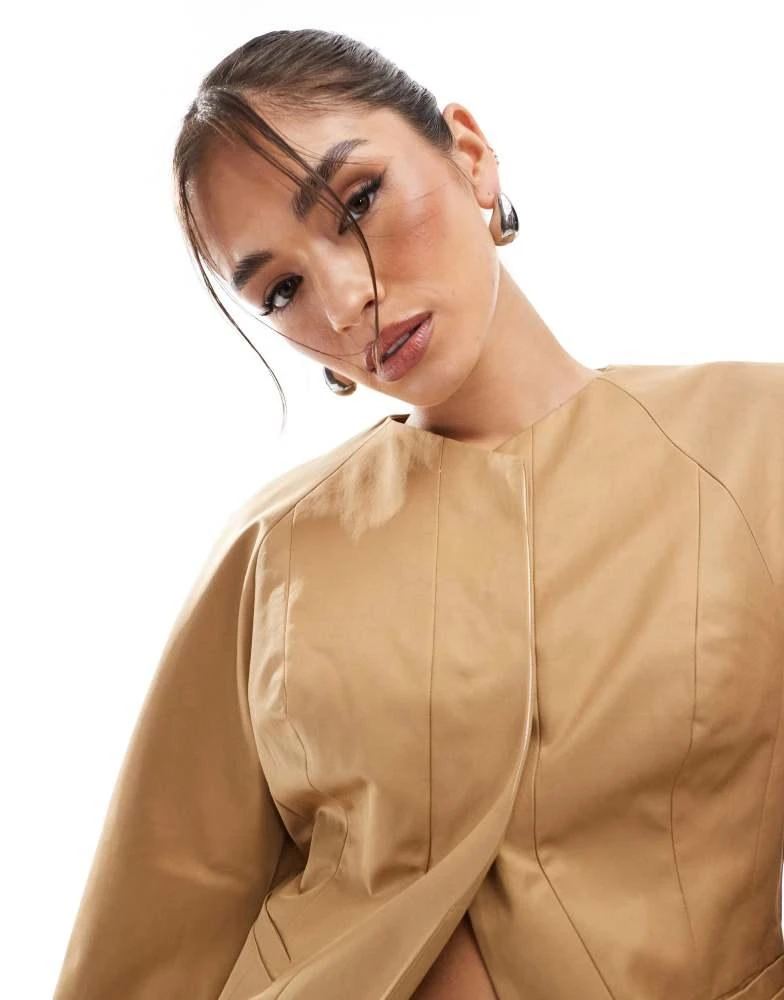 ASOS ASOS DESIGN extreme sleeve nipped waist blazer in camel 2