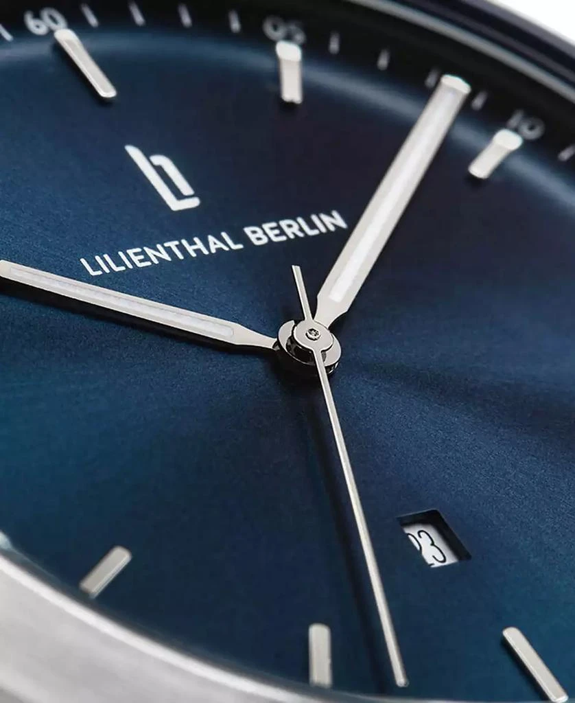 Lilienthal Berlin Unisex Huxley Silver Blue Navy Blue Leather Watch 5