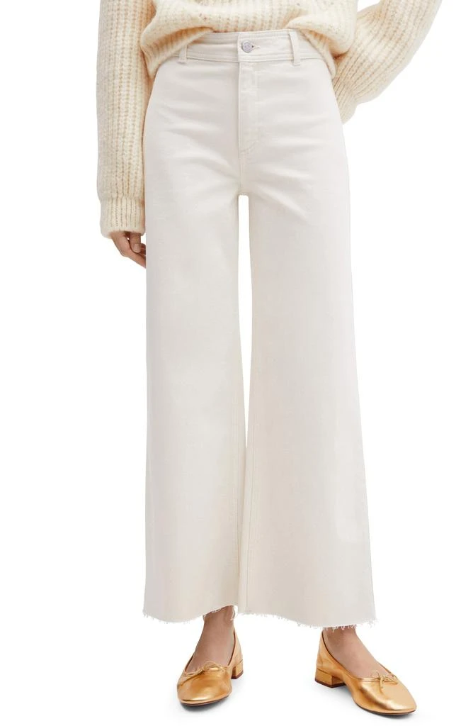 Mango High Waist Raw Hem Culotte Jeans 1