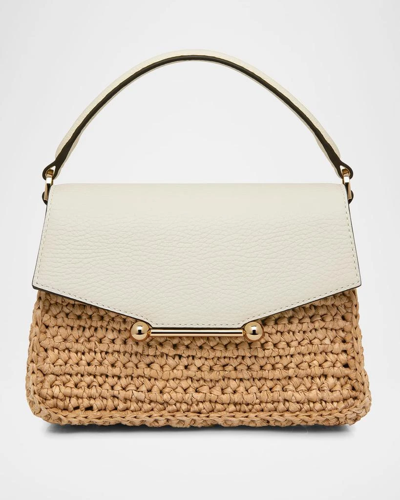 Strathberry Mosaic Nano Raffia & Leather Top-Handle Bag 1