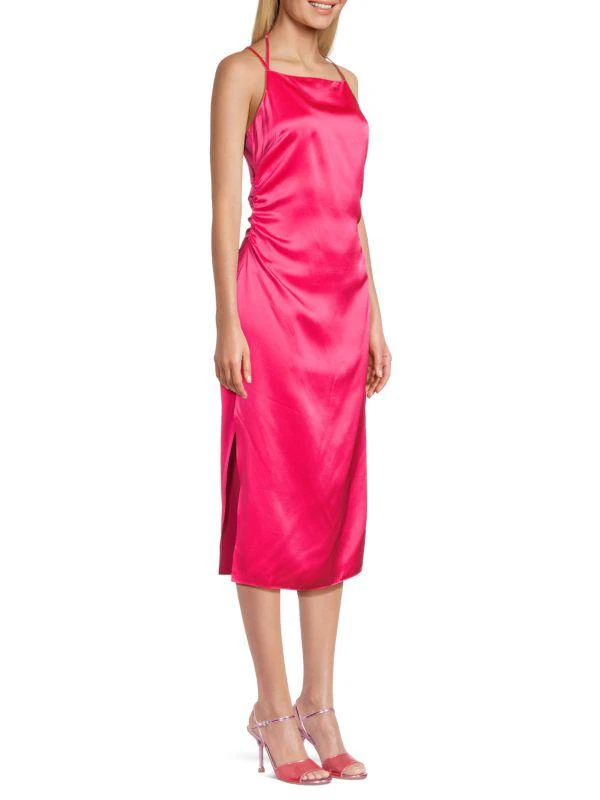 Amanda Uprichard Amiyah Ruched Silk Midi Dress 3