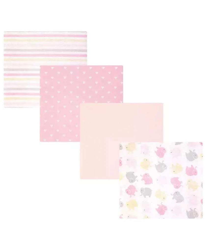 Hudson Girl Cotton Poly Flannel Receiving Blankets, Multi Color Girl Elephant, One Size