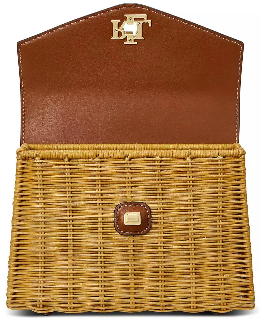 Ralph Lauren Farrah Rattan and Leather Small Satchel 6