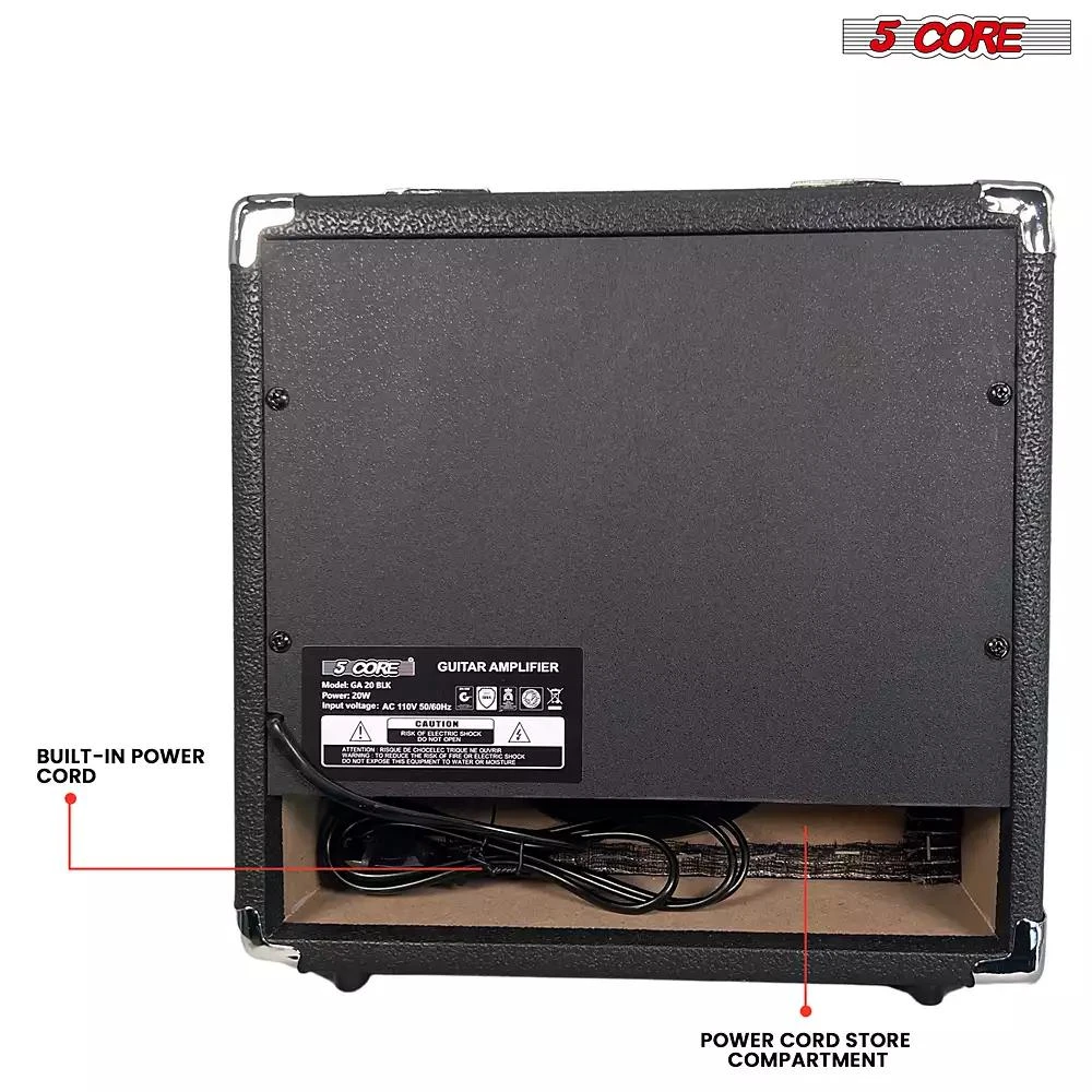 5 Core Guitar Amp 20W Electric Portable Mini Amplifier w Built in 6.5" Speaker Aux Headphone Jack 10