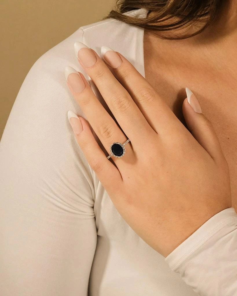 Sterling Forever Sterling Silver Sapphire CZ Halo Ring 2