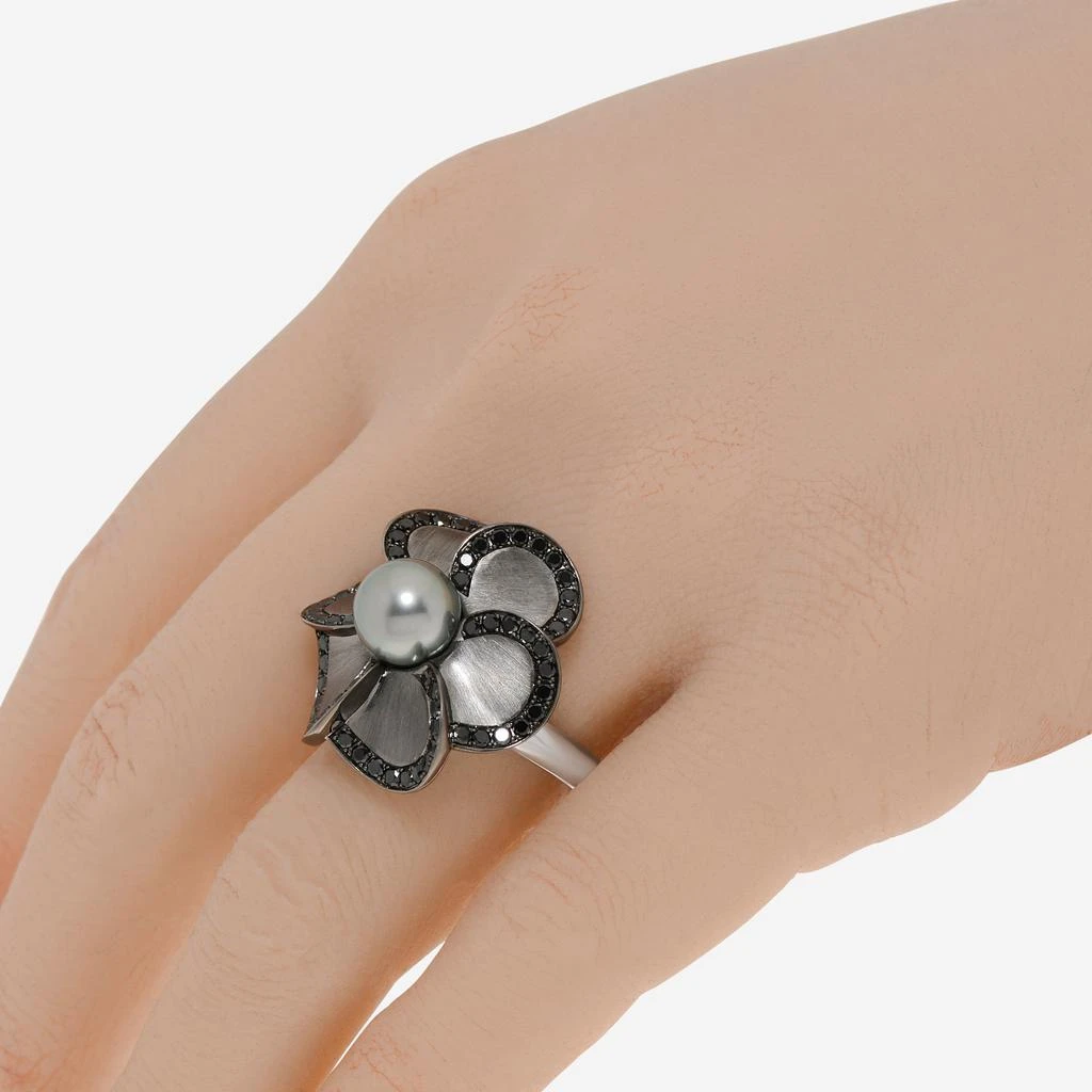 Assael Assael 18K White Gold, Black Diamond 1.14ct. tw. and Tahitian Natural Color Cultured Pearl Statement Ring AFR0001 2