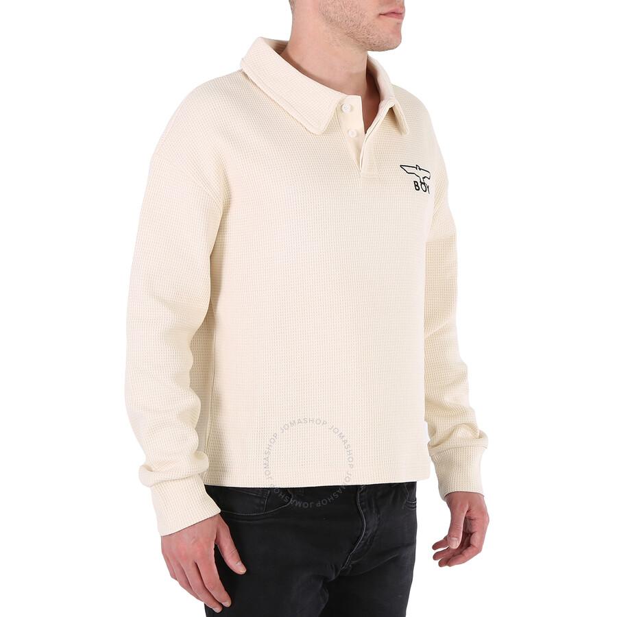 BOY LONDON Men's Off White Boy Waffle Rugby Sweatshirt
