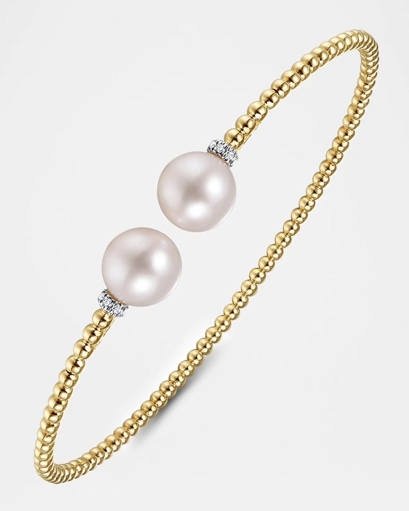 Gabriel 
Co 14K Yellow Gold Bujukan Diamond and Pearl Split Bangle 3