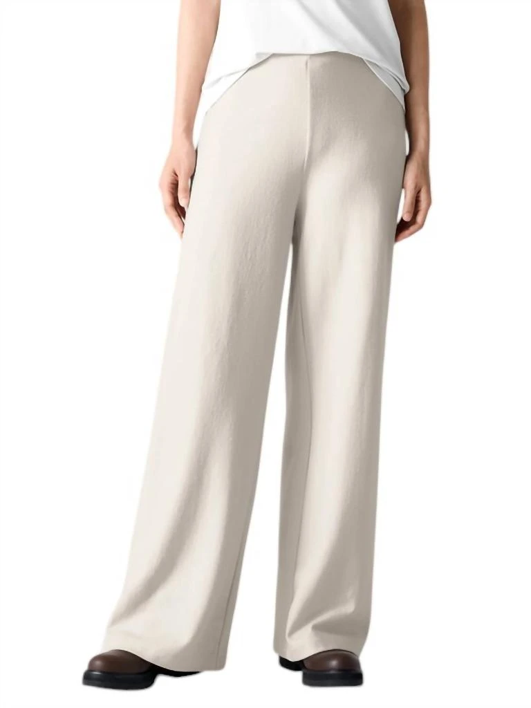 Eileen Fisher Felted Wool Jersey Wide-Leg Long Pant In Chalk 1