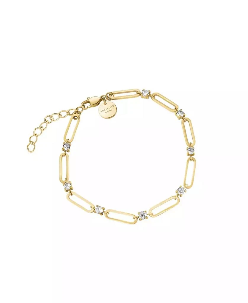 Rosefield Round Crystals Bracelet In 14K Yellow Gold Plated Stainless Steel