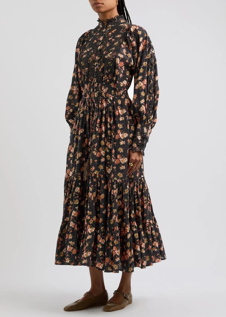 BYTIMO Floral-print embroidered cotton-blend midi dress 2