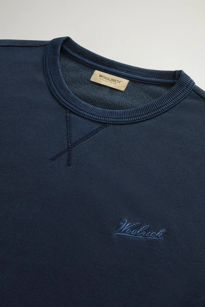 Woolrich Garment-Dyed Crewneck Sweatshirt in Light Pure Cotton - Men - Blue 6