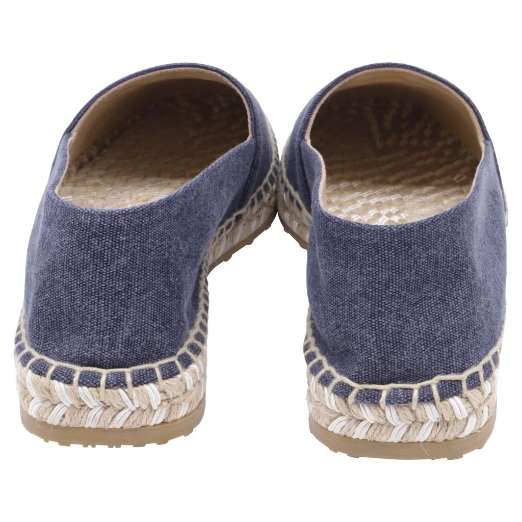 Jimmy Choo Logo-Embroidered Espadrille Flats in Navy Blue Cotton 5