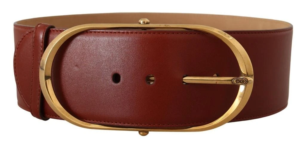 Dolce 
Gabbana Leather gold Metal Oval Buckle Women
s Belt
