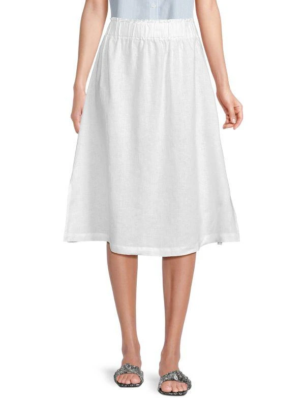 Saks Fifth Avenue 100% Linen A-line Midi Skirt 1