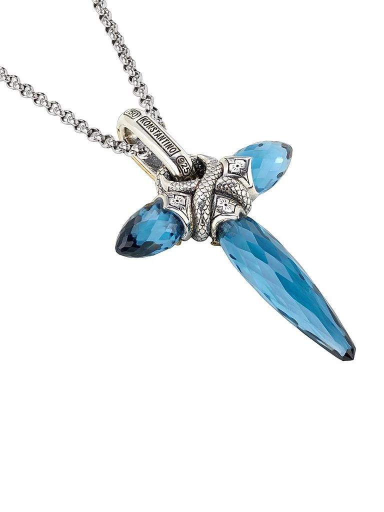 Konstantino Anthos Blue Spinel Cross Pendant 3