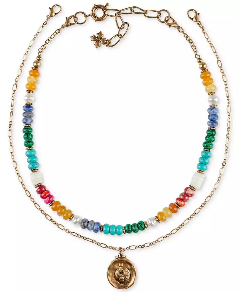 Patricia Nash Gold-Tone Bee Multicolor Beaded Convertible Layered Pendant Necklace, 17" + 3" extender 2