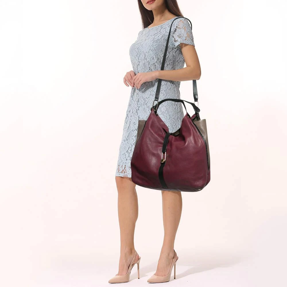 Furla Furla Burgundy/Beige Leather Clasp Shoulder Bag 2