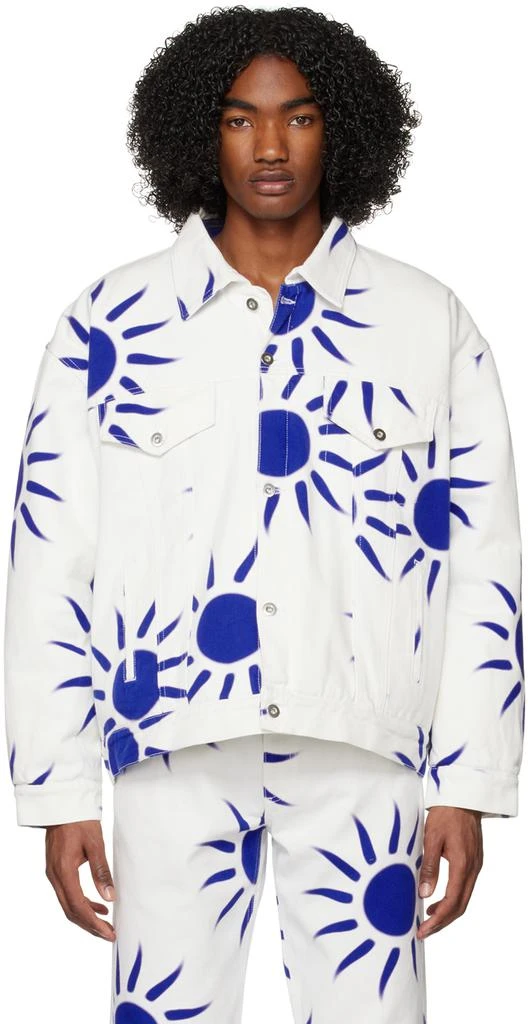 Liberal Youth Ministry White Printed Denim Jacket