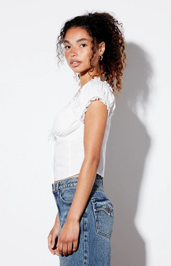 LA Hearts Lace Trim Tie Front Top 2