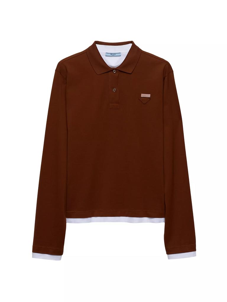 Prada Piqué and Jersey Polo Shirt