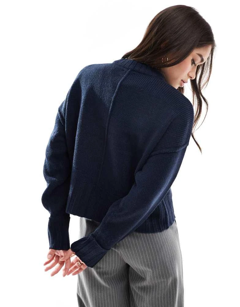 ASOS ASOS DESIGN clean crew neck jumper in navy 3