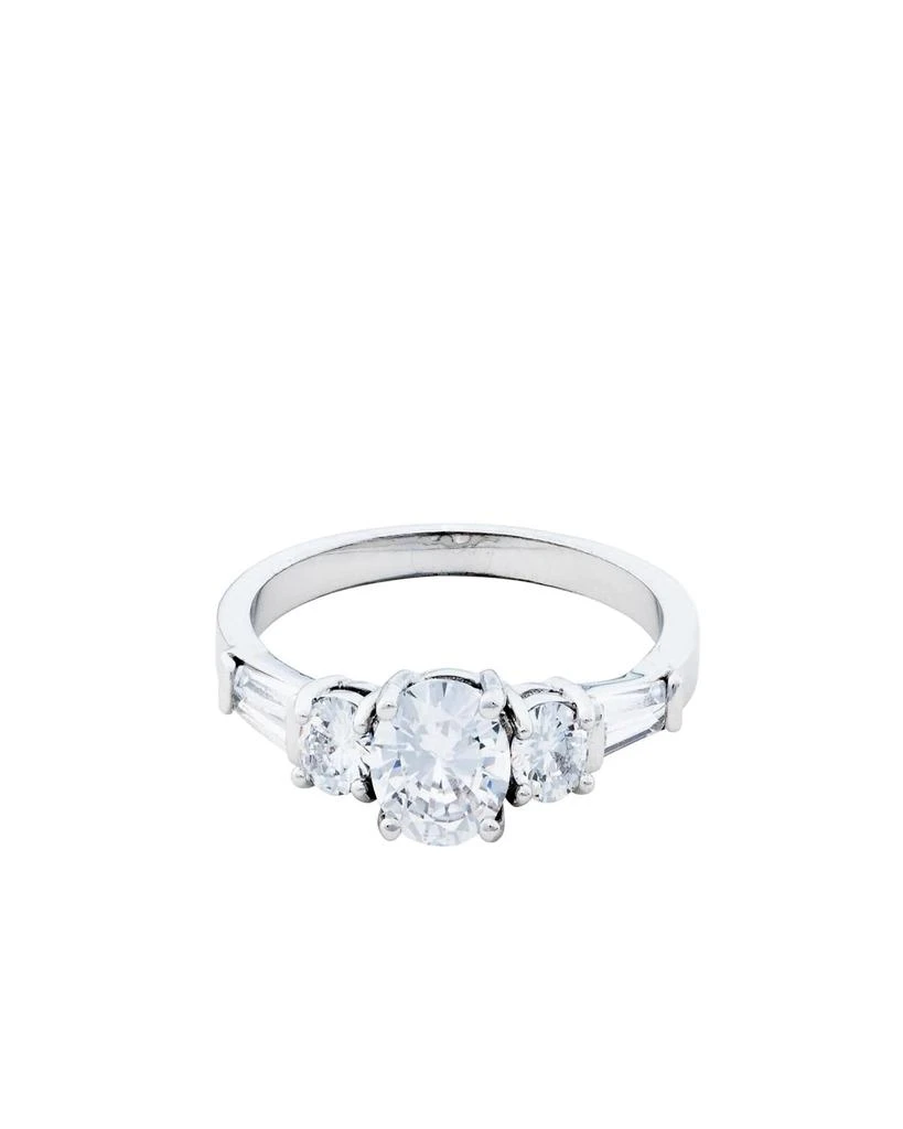 Traditions Jewelry Company Sterling Silver Cubic Zircon Ring with 3 Round 2 Baguette Cut Stones