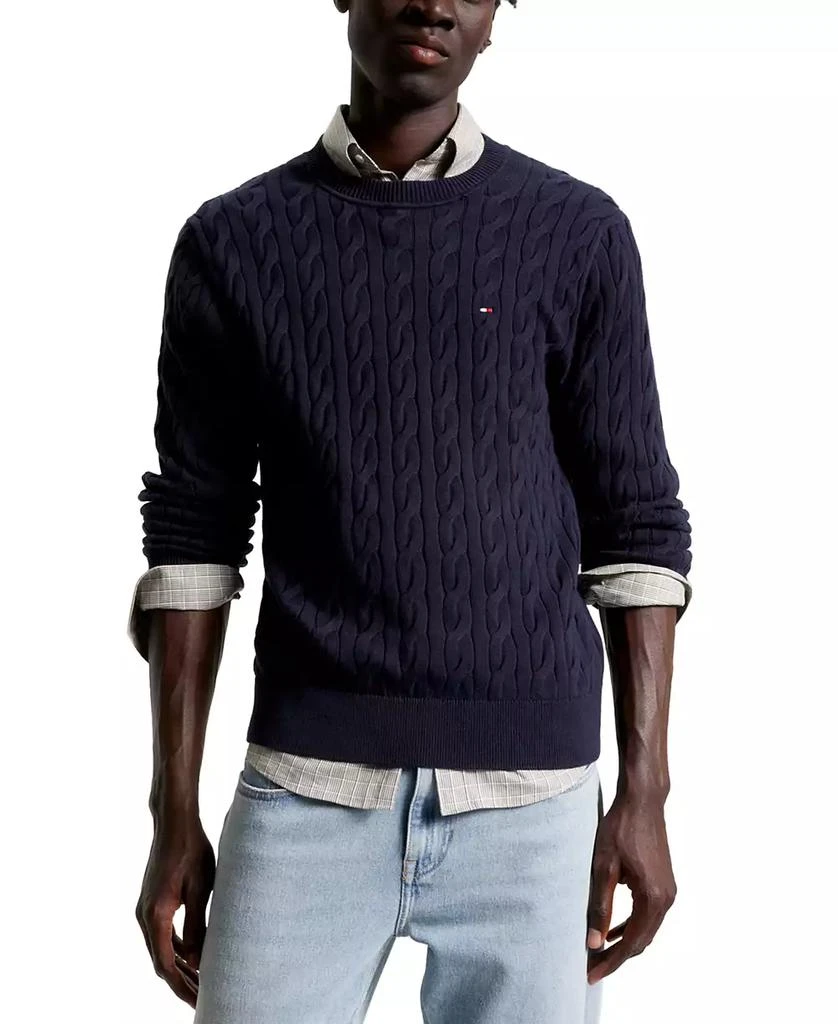 Tommy Hilfiger Men's Classic Cable Crewneck Sweater 1