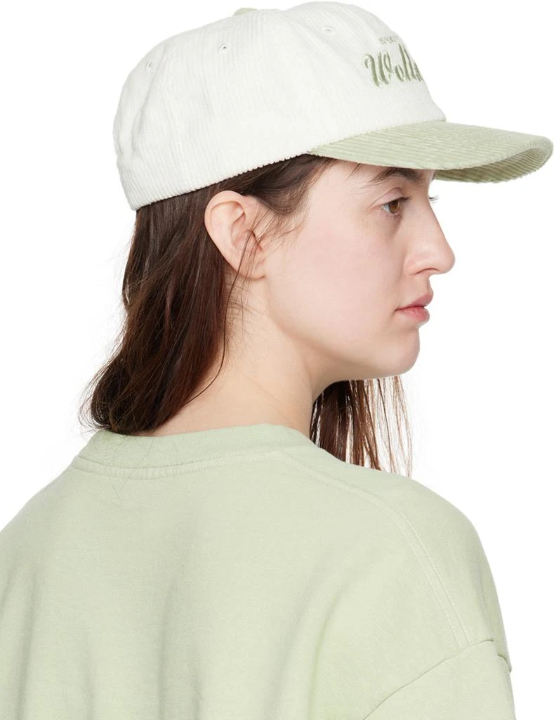 Sporty & Rich Off-White & Green Draft Corduroy Cap 3