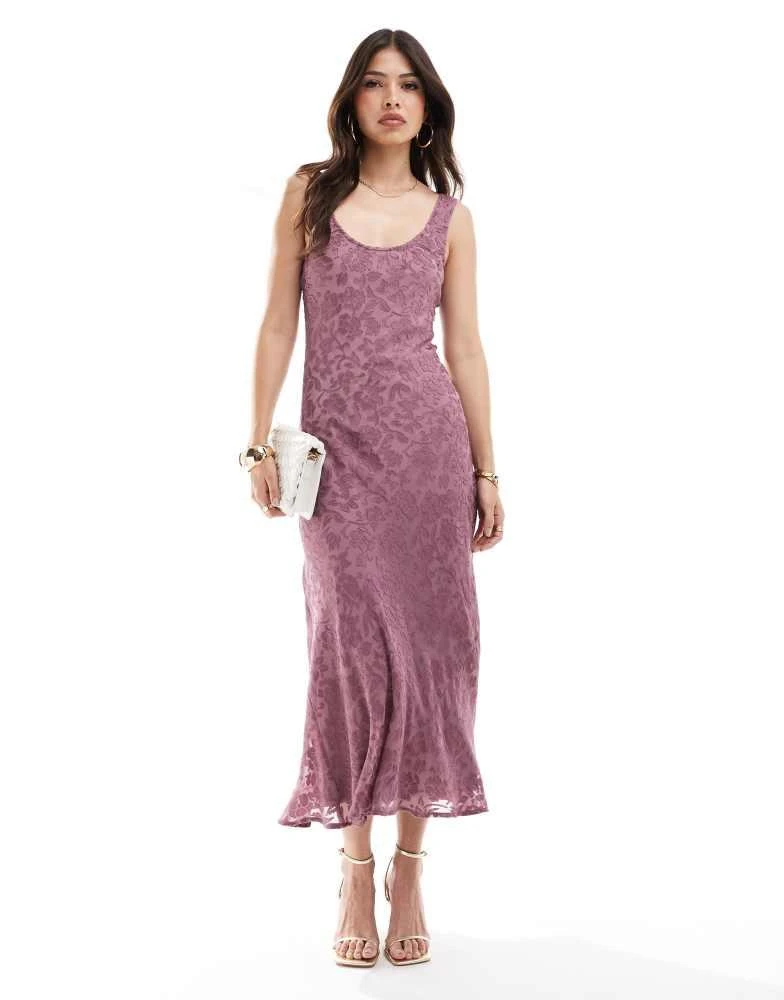 ASOS ASOS DESIGN burnout chiffon scoop neck midi slip dress in nostalgia rose 1