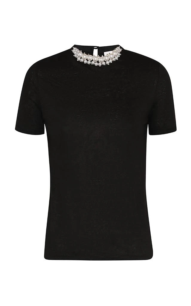 Zimmermann Zimmermann - Crush Embellished Linen T-Shirt - Black - 1 - Moda Operandi 1