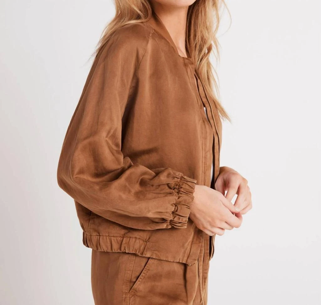 Bella Dahl Chloe Bomber Jacket In Topaz Brown 2