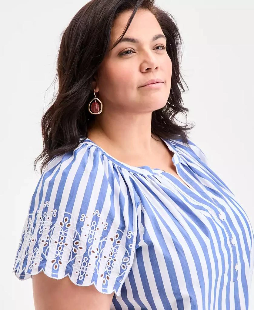 Style & Co Plus Size Striped Flutter-Sleeve Top, Exclusively at Macy's 3