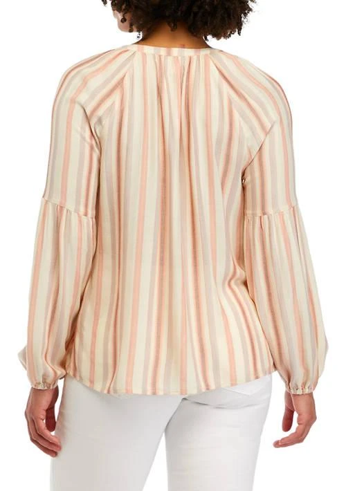 philosophy Womens Long Sleeve Woven Neck Jacquard Top 2