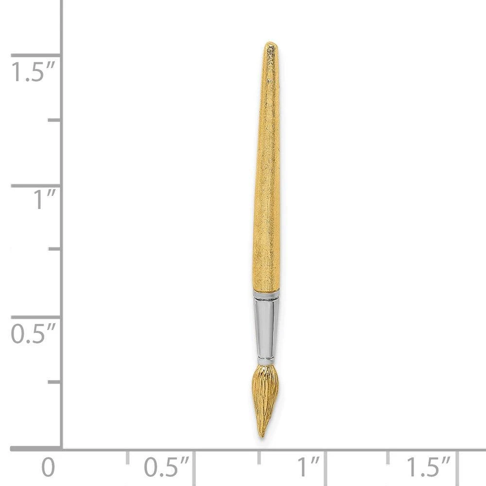 Diamond2Deal 14k Yellow Gold and White Rhodium  3-D Water Paint Brush Charm Pendant 3