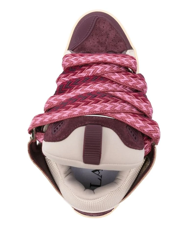 Lanvin Panelled Burgundy Calf Leather and Suede Sneakers 4