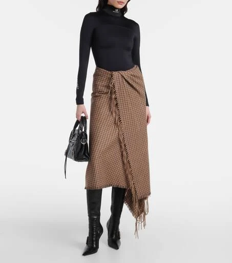Balenciaga Houndstooth wool-blend wrap skirt 2