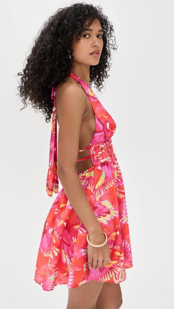 Farm Rio Flying Birds Orange Mini Dress Sleeveless 3